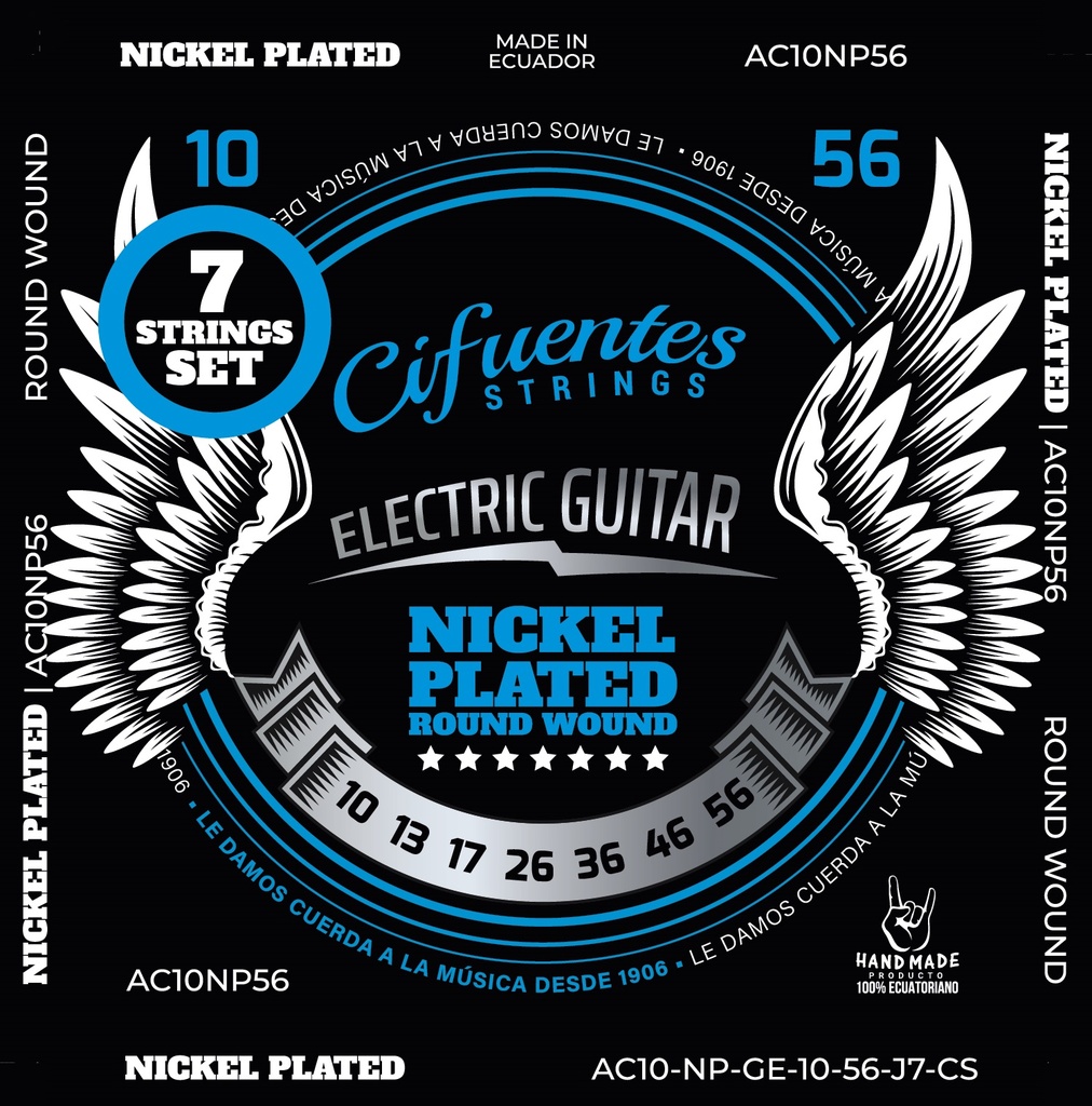 Juego-Electrica-AC10-10-56-Nickel Plated-7 Cuerdas