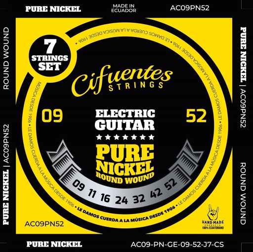 [AC9-PN-GE-9-52-J7-CS] Juego-Electrica-AC9-09-52-Pure Nickel-7 Cuerdas